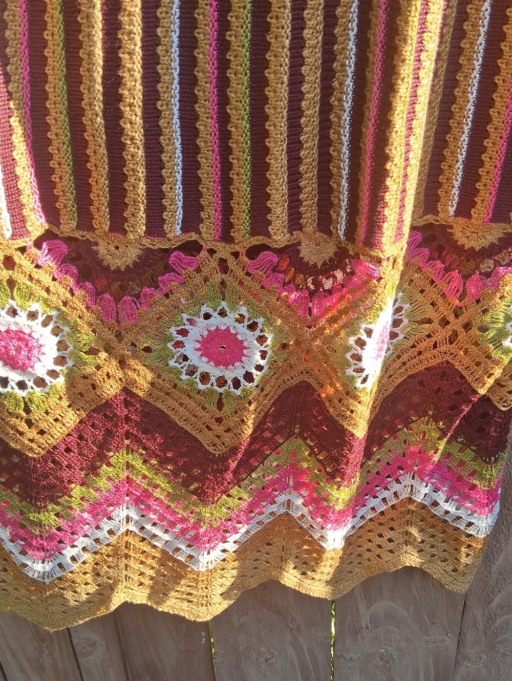 Multicolor Crochet Maxi Skirt - Yellow, Pink & Brown Xl - Picture 2 of 3